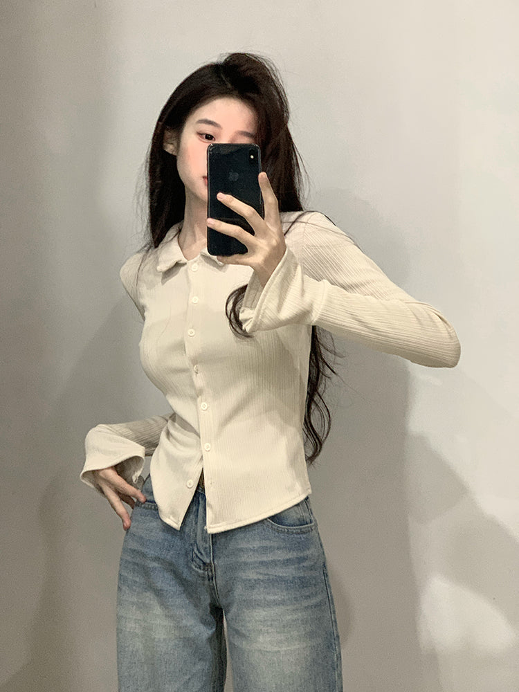 【tops】POLOネック長袖TシャツG22563