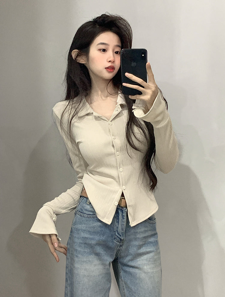 【tops】POLOネック長袖TシャツG22563