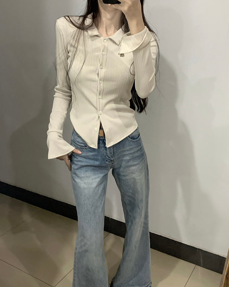 【tops】POLOネック長袖TシャツG22563