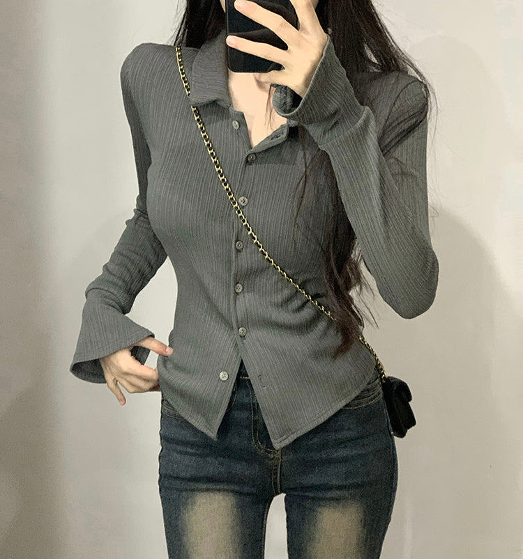 【tops】POLOネック長袖TシャツG22563