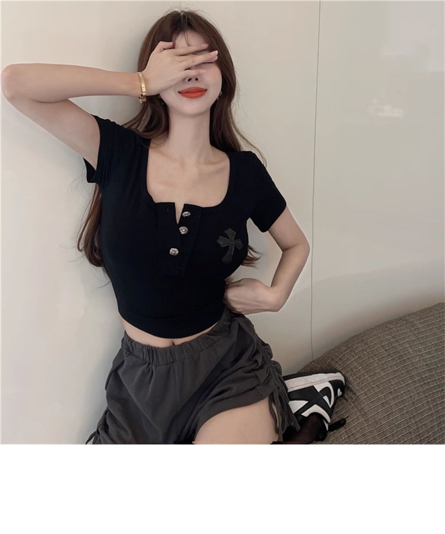 【tops】スクエアネックTシャツG22574