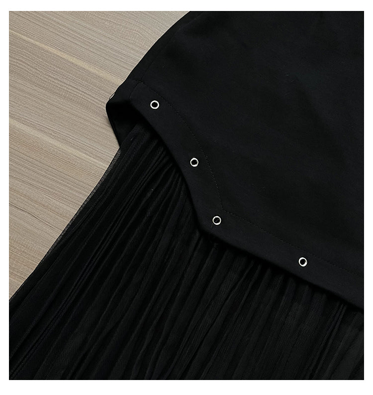 【bottoms】メッシュ切り替えAラインスカートG22576