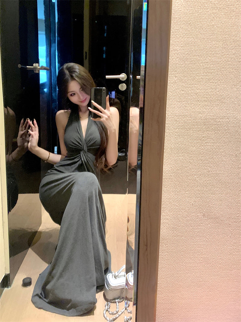 【dress】VネックホルターネックデートワンピースG22580