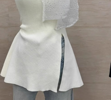 【tops】リボンスリットノースリーブトップスG22590