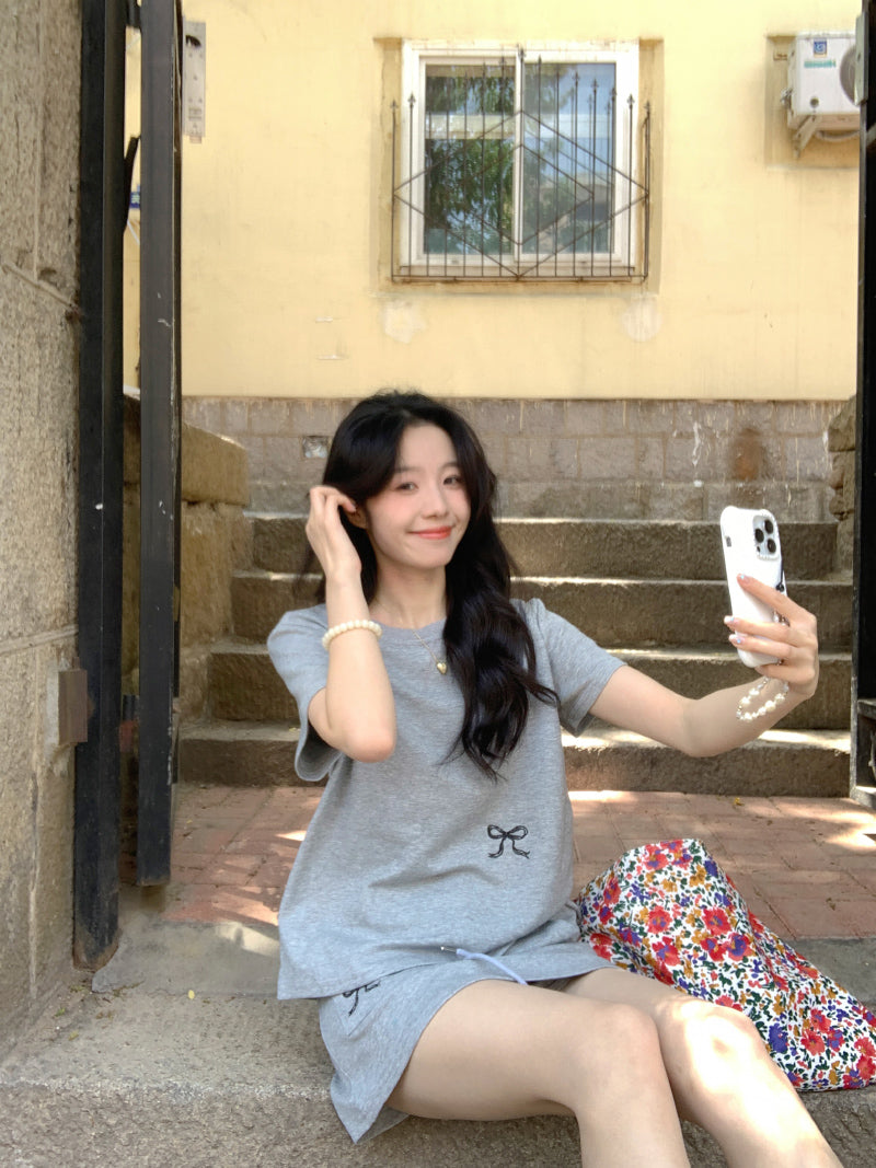 【set】ファッションTシャツ+スカート2点セットG22705
