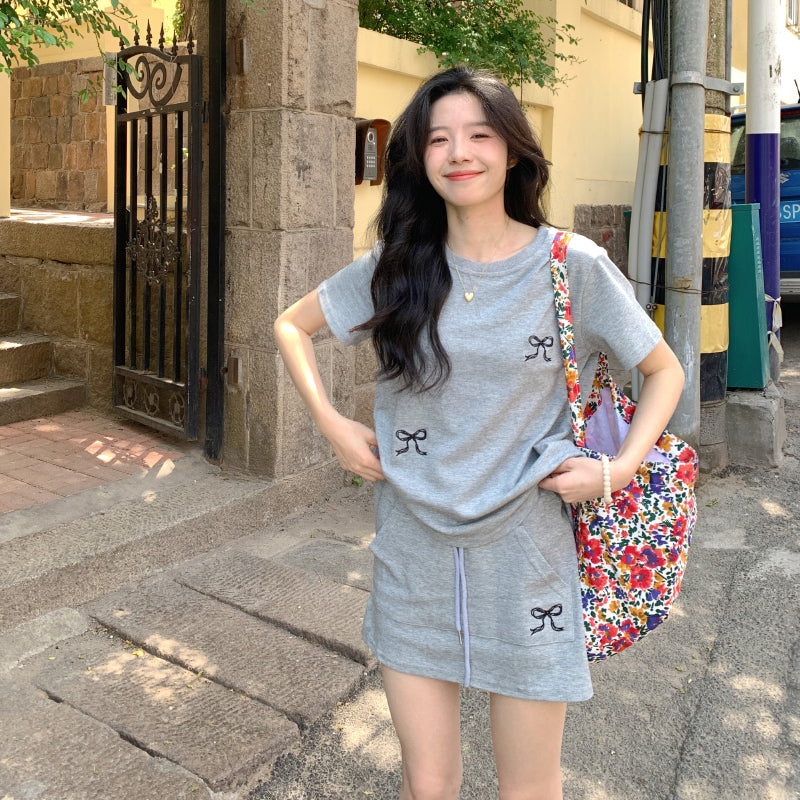 【set】ファッションTシャツ+スカート2点セットG22705