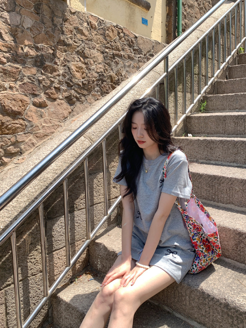 【set】ファッションTシャツ+スカート2点セットG22705