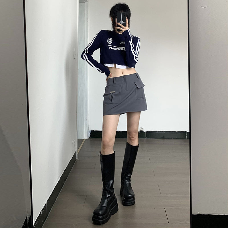【tops】偽二つ切り替え長袖TシャツG22709