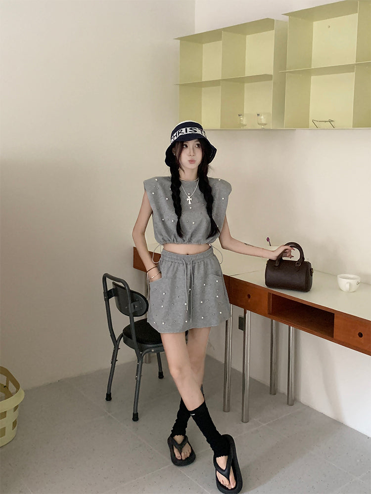 【set】ノースリーブTシャツ+スカート2点セットG22713