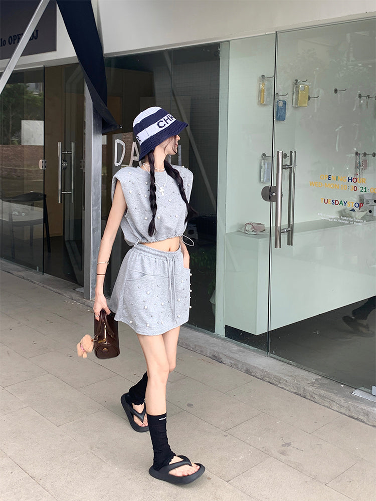 【set】ノースリーブTシャツ+スカート2点セットG22713