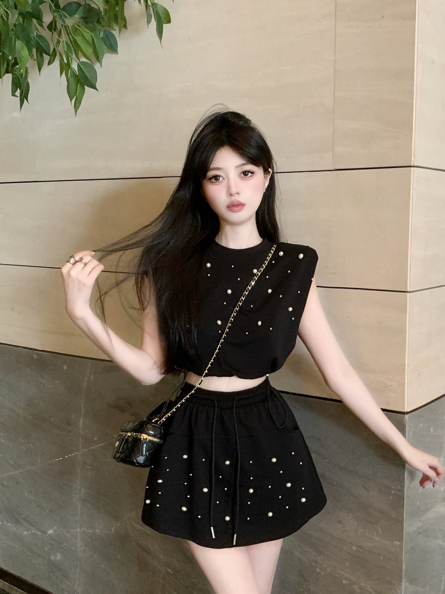 【set】ノースリーブTシャツ+スカート2点セットG22714