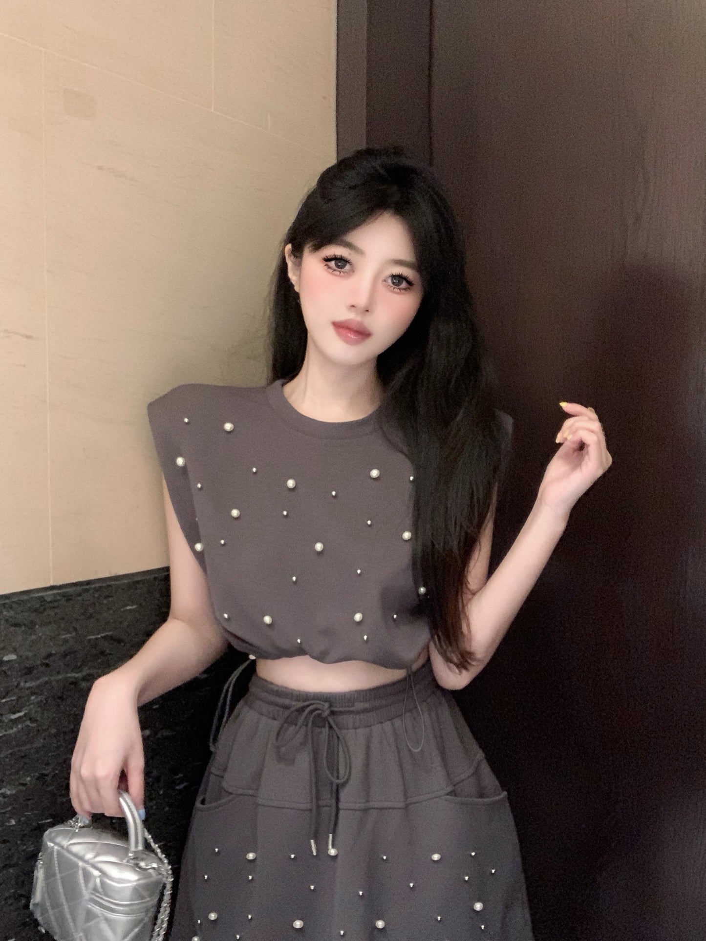 【set】ノースリーブTシャツ+スカート2点セットG22714