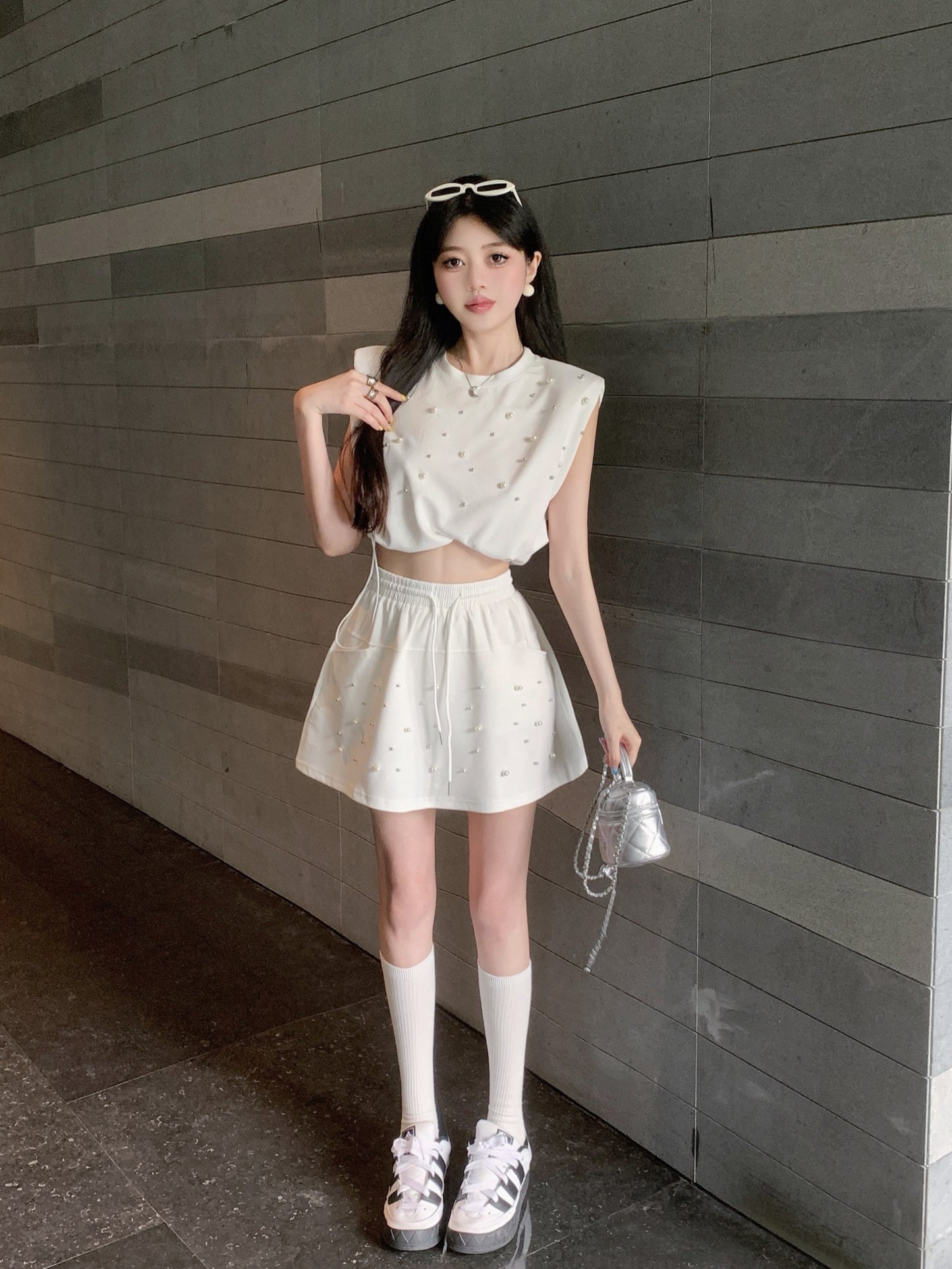 【set】ノースリーブTシャツ+スカート2点セットG22714