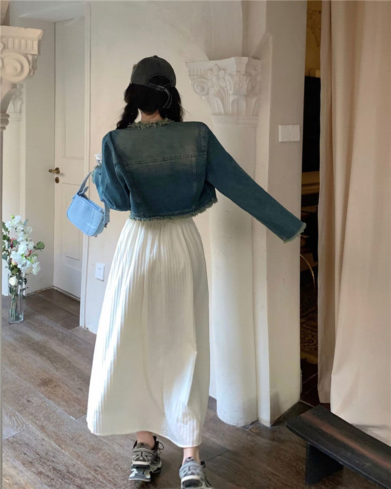 【set】デニムチョッキ+ワンピース2点セットG22727