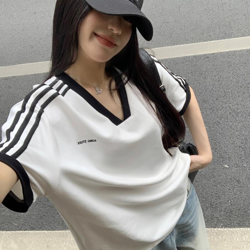 【tops】Vネック半袖TシャツF7881