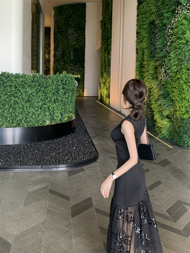 【dress】メッシュ切り替えデートワンピースG22730