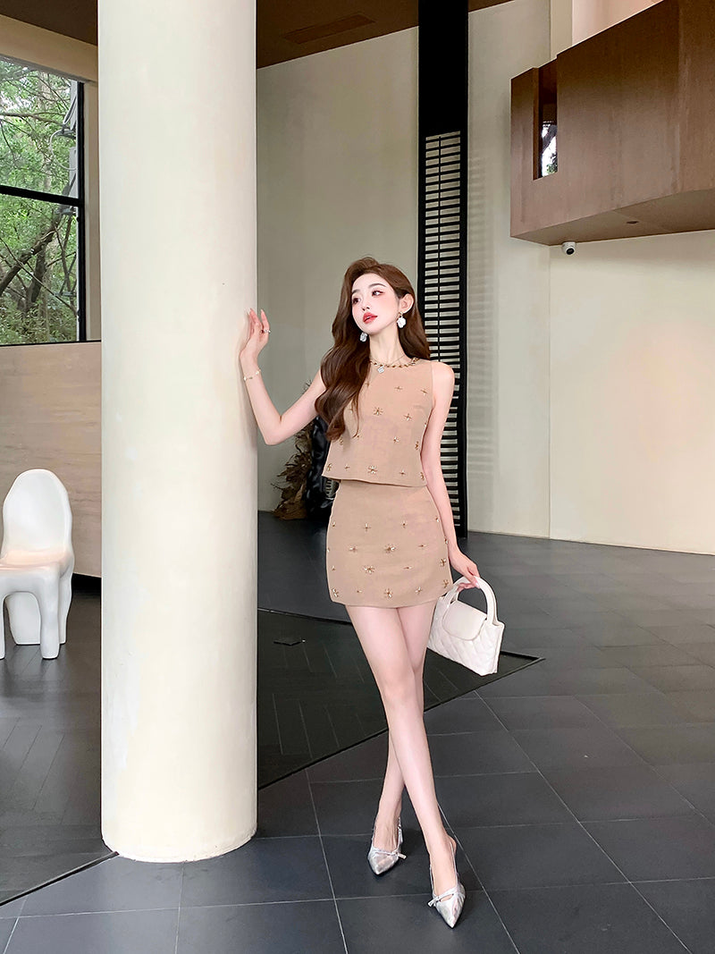 【set】ノースリーブタンクトップ+スカート2点セットG22748