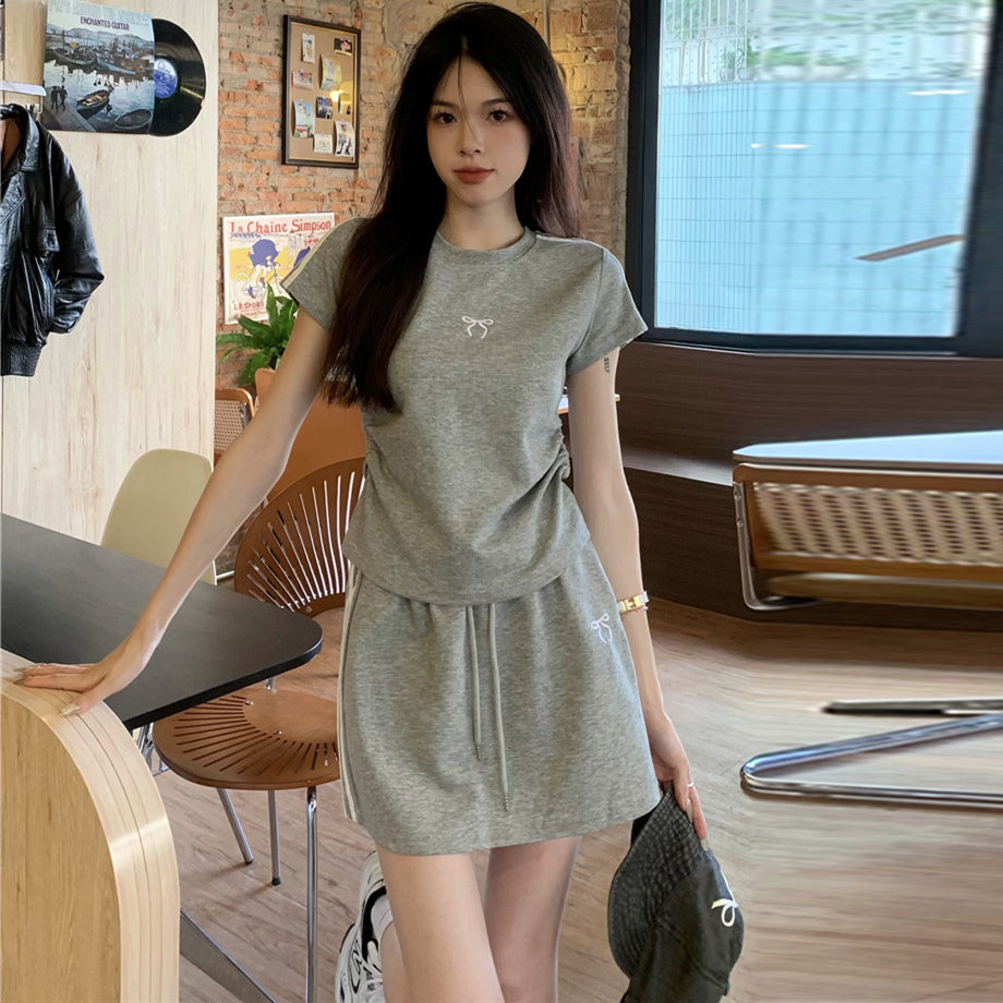 【set】リボンTシャツ+スカート2点セットG22786