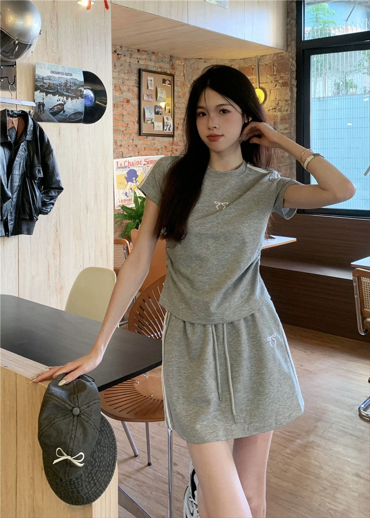 【set】リボンTシャツ+スカート2点セットG22786
