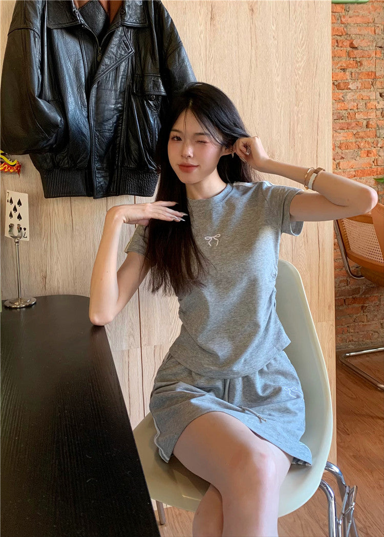 【set】リボンTシャツ+スカート2点セットG22786