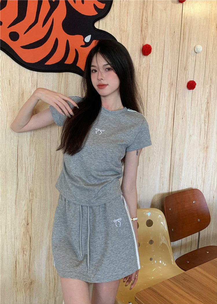 【set】リボンTシャツ+スカート2点セットG22786