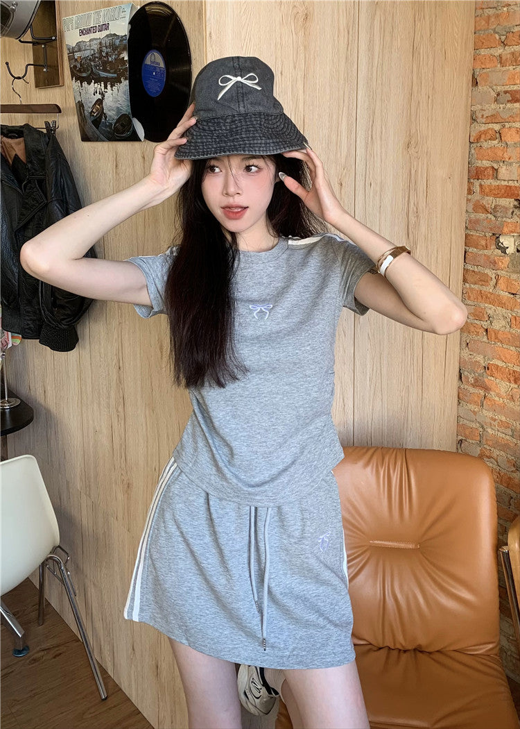 【set】リボンTシャツ+スカート2点セットG22786
