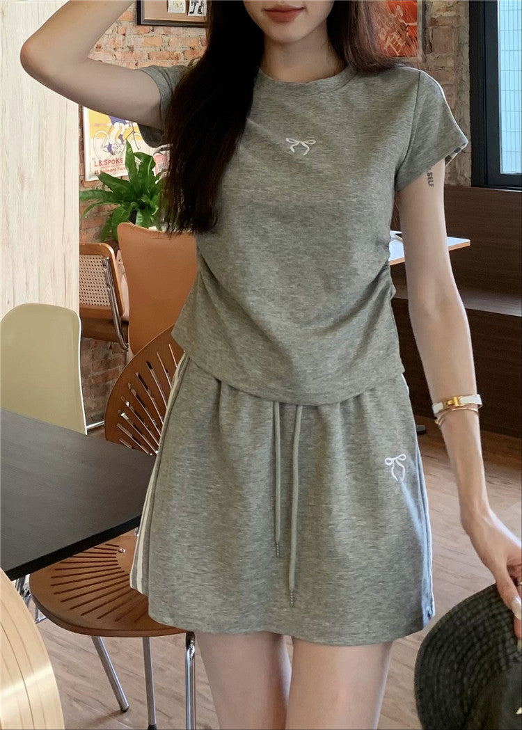 【set】リボンTシャツ+スカート2点セットG22786