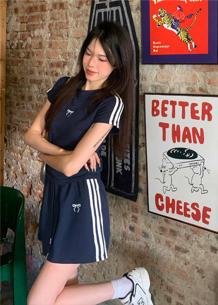【set】リボンTシャツ+スカート2点セットG22786