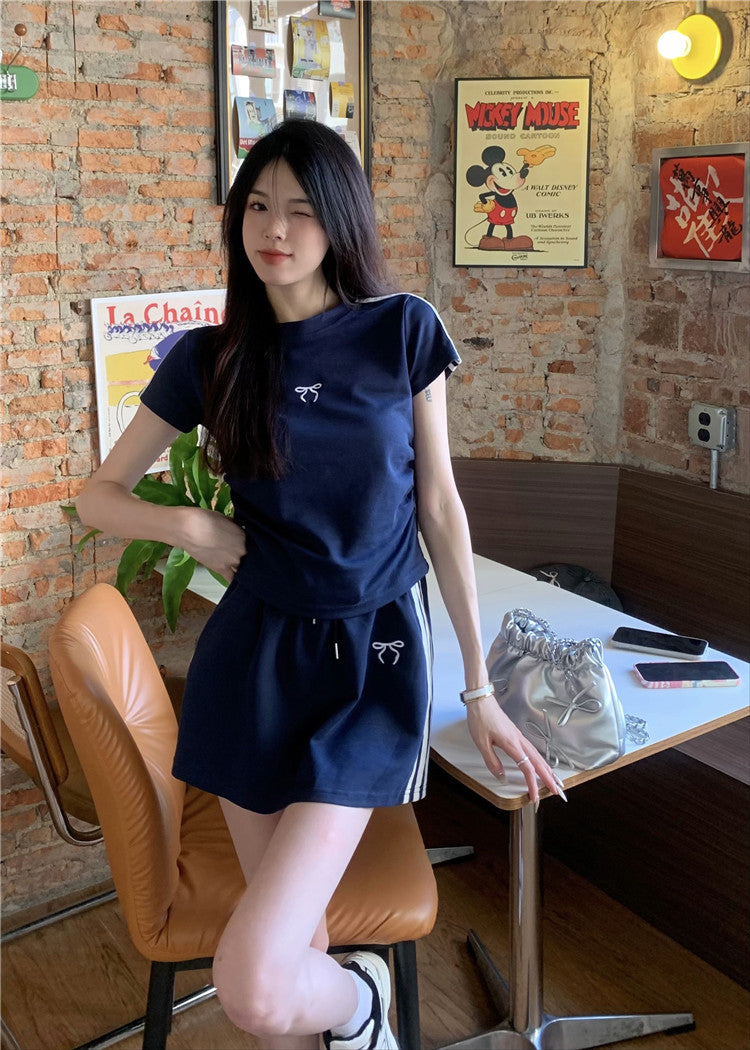 【set】リボンTシャツ+スカート2点セットG22786