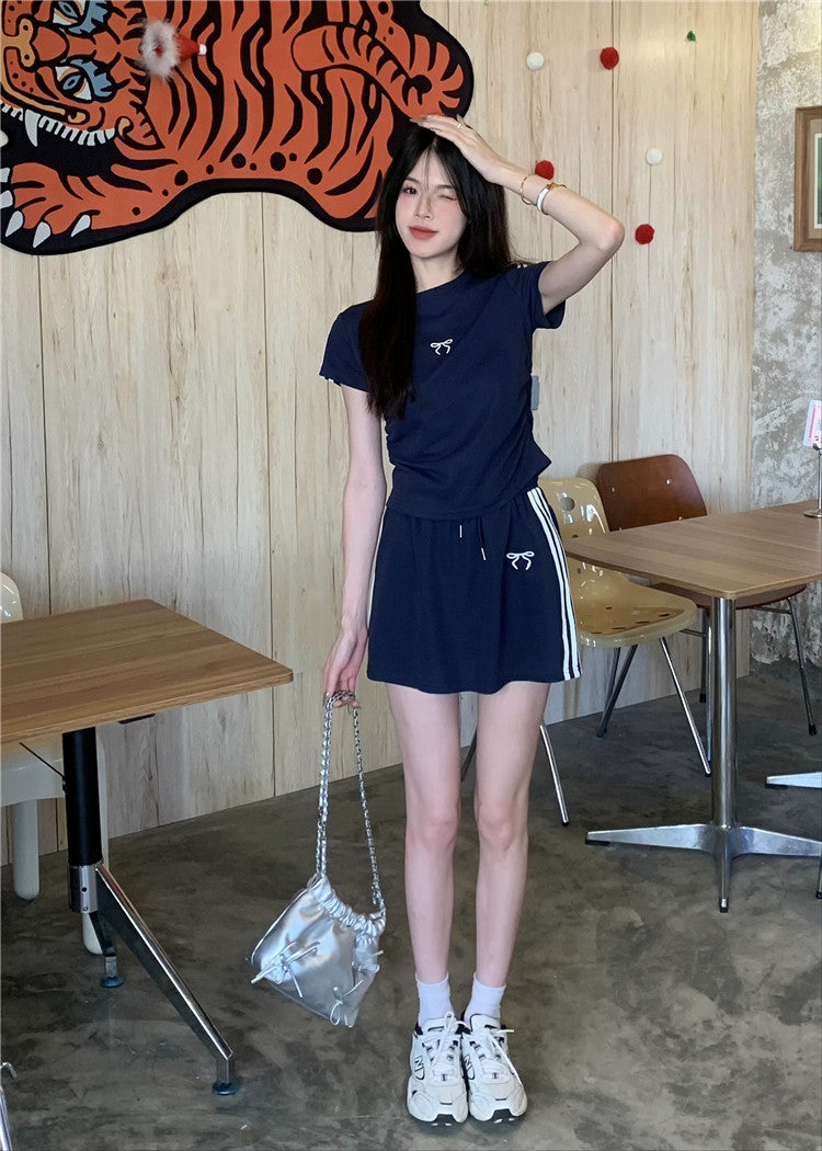 【set】リボンTシャツ+スカート2点セットG22786