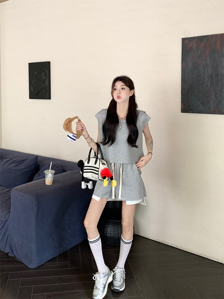 【set】ノースリーブトップス+ショートパンツ2点セットG22788