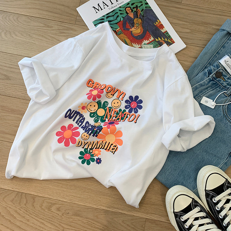 【tops】プリント半袖TシャツG22811