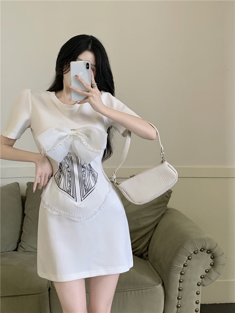 【dress】リボン無地デートワンピースG22823