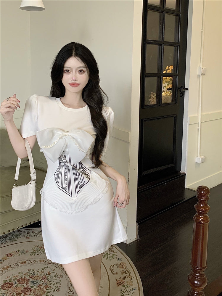【dress】リボン無地デートワンピースG22823