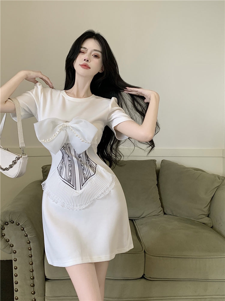 【dress】リボン無地デートワンピースG22823