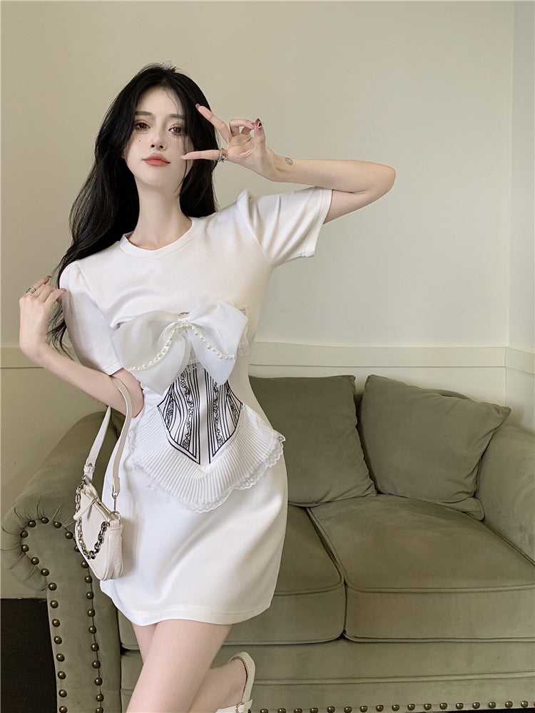 【dress】リボン無地デートワンピースG22823