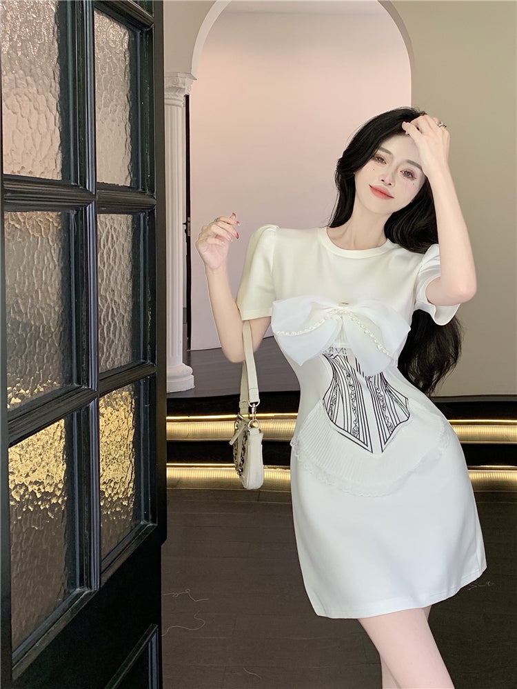 【dress】リボン無地デートワンピースG22823