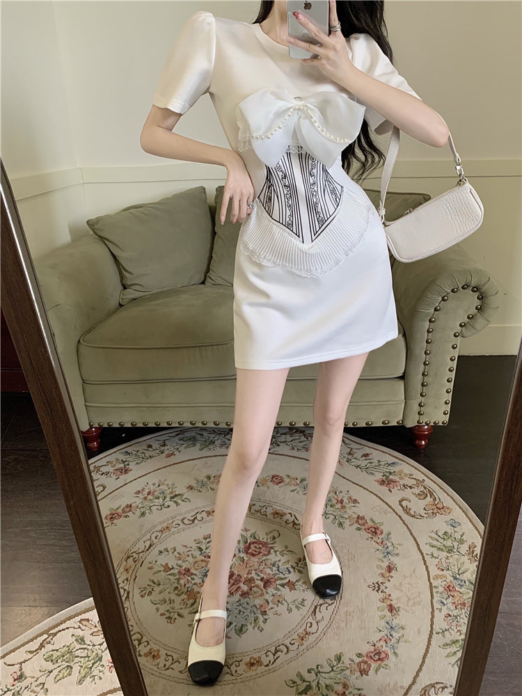 【dress】リボン無地デートワンピースG22823