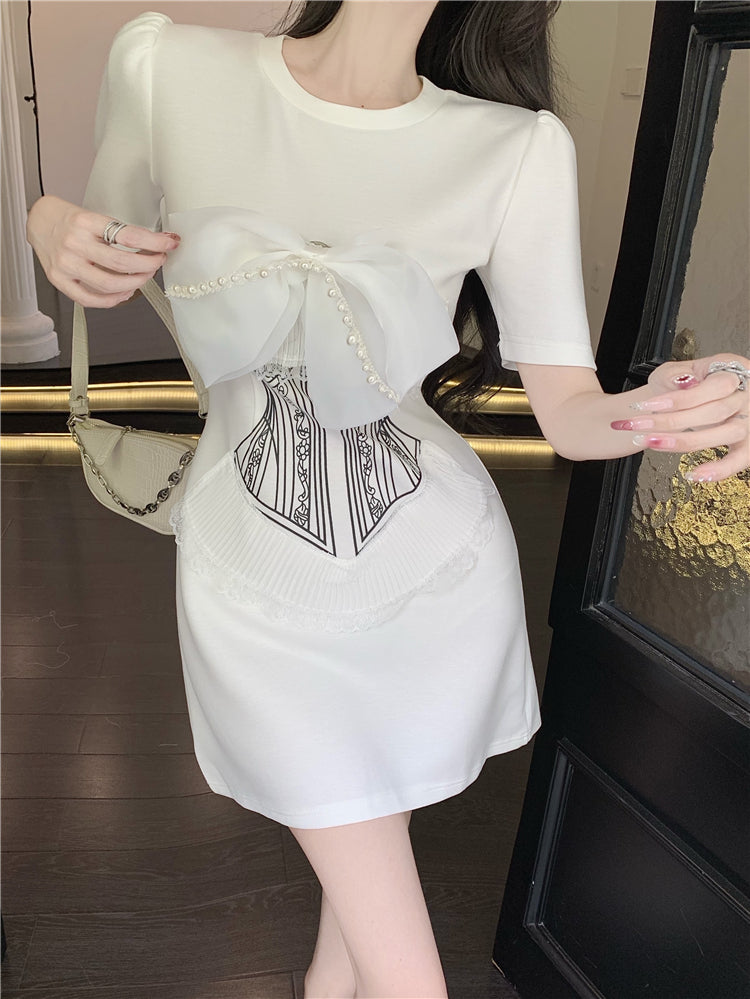 【dress】リボン無地デートワンピースG22823