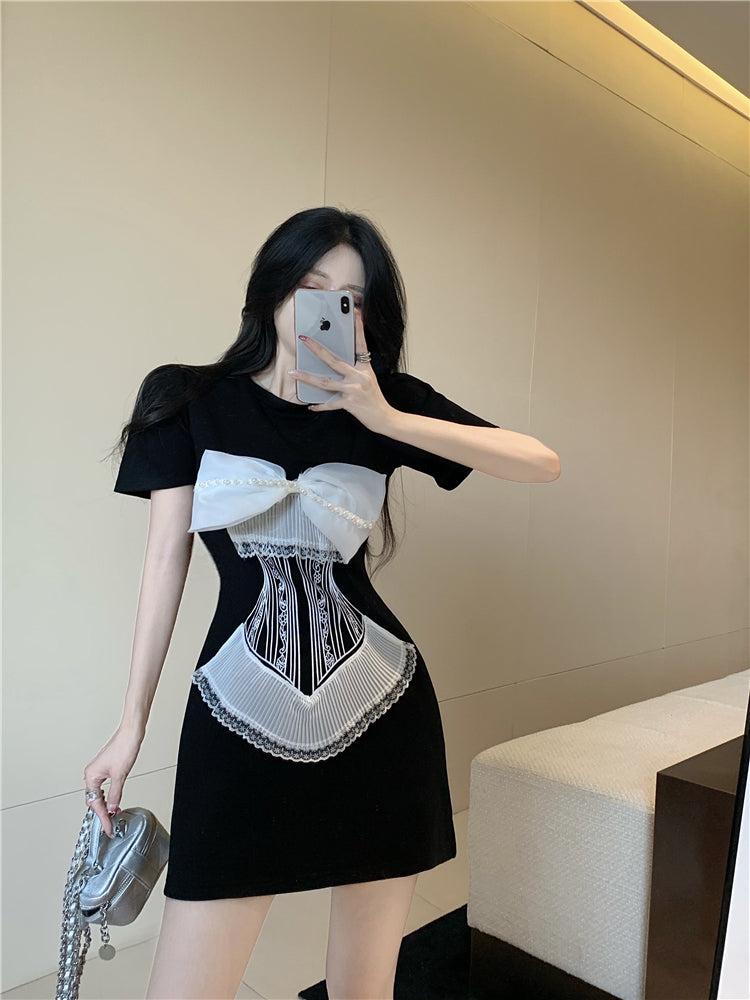 【dress】リボン無地デートワンピースG22823