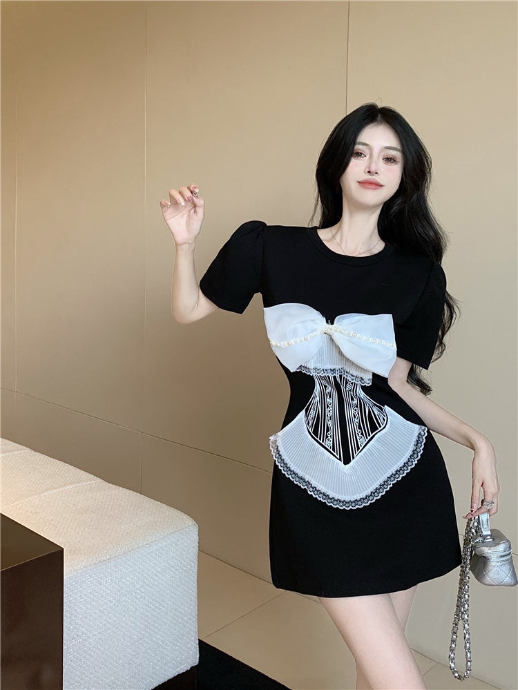 【dress】リボン無地デートワンピースG22823
