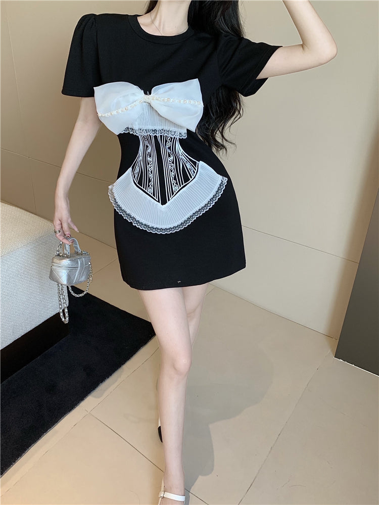 【dress】リボン無地デートワンピースG22823