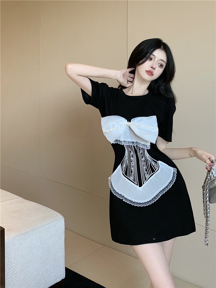 【dress】リボン無地デートワンピースG22823