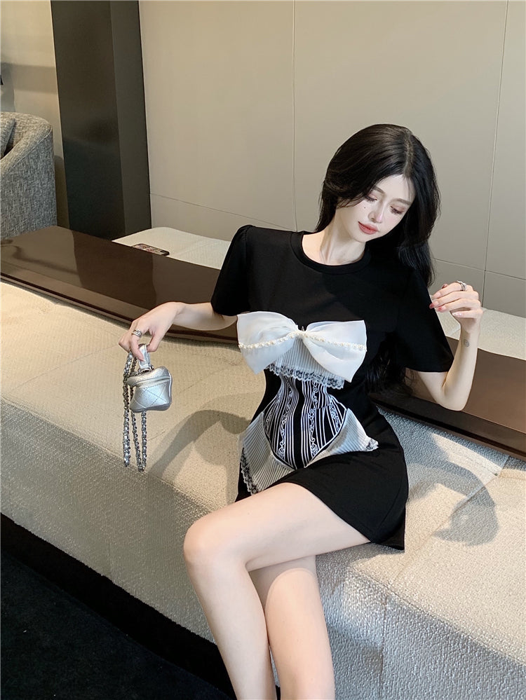 【dress】リボン無地デートワンピースG22823