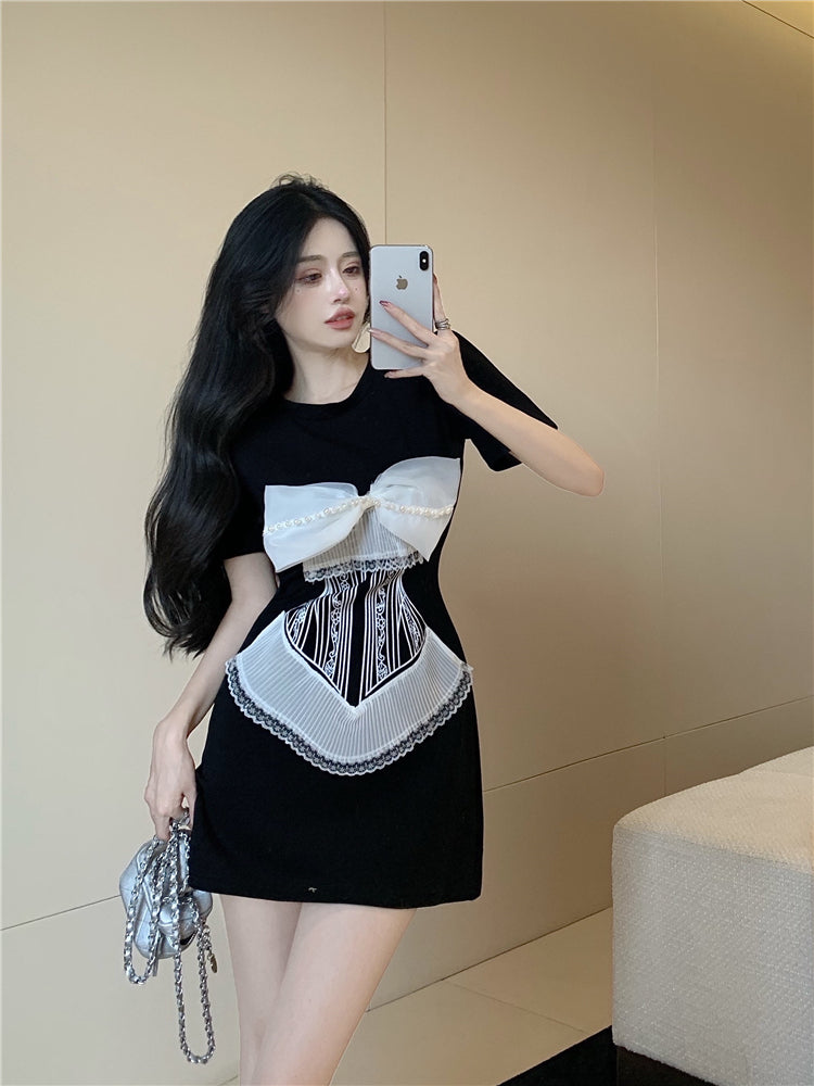 【dress】リボン無地デートワンピースG22823