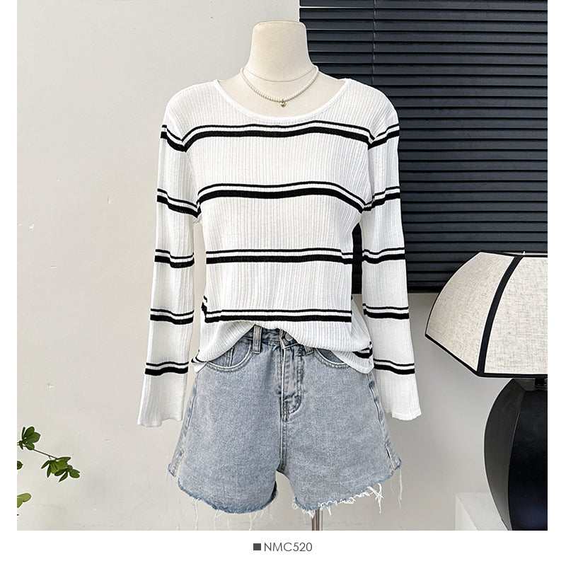 【tops】長袖スリットニットTシャツG22839