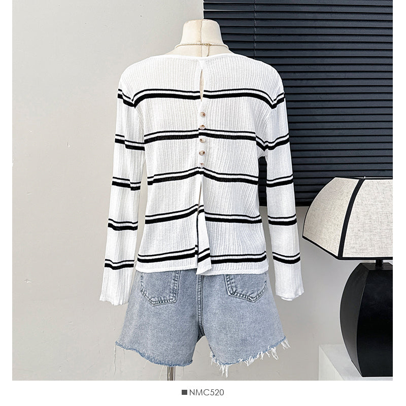 【tops】長袖スリットニットTシャツG22839
