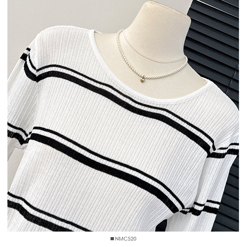 【tops】長袖スリットニットTシャツG22839