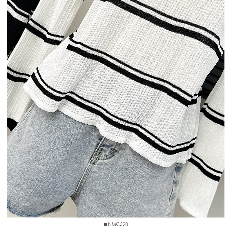 【tops】長袖スリットニットTシャツG22839