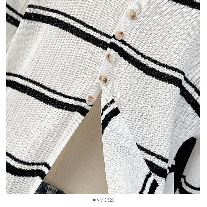 【tops】長袖スリットニットTシャツG22839